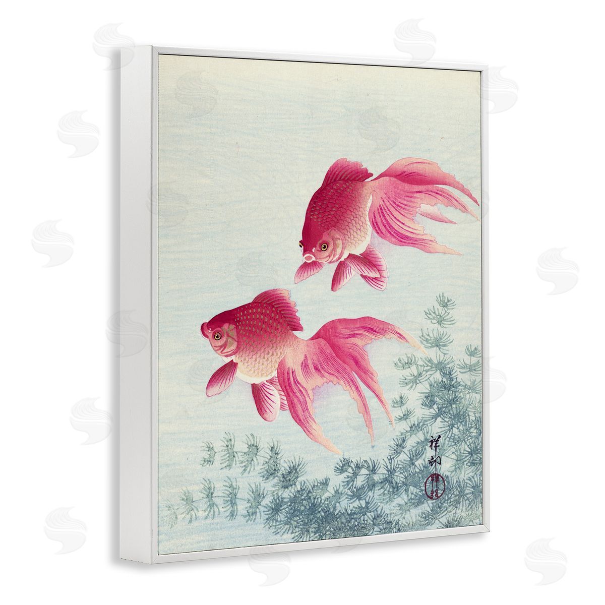 one1000paintings Goldfish Ohara Koson Traditional Painting Fish Portrait White Framed Giclee Wall Art Print