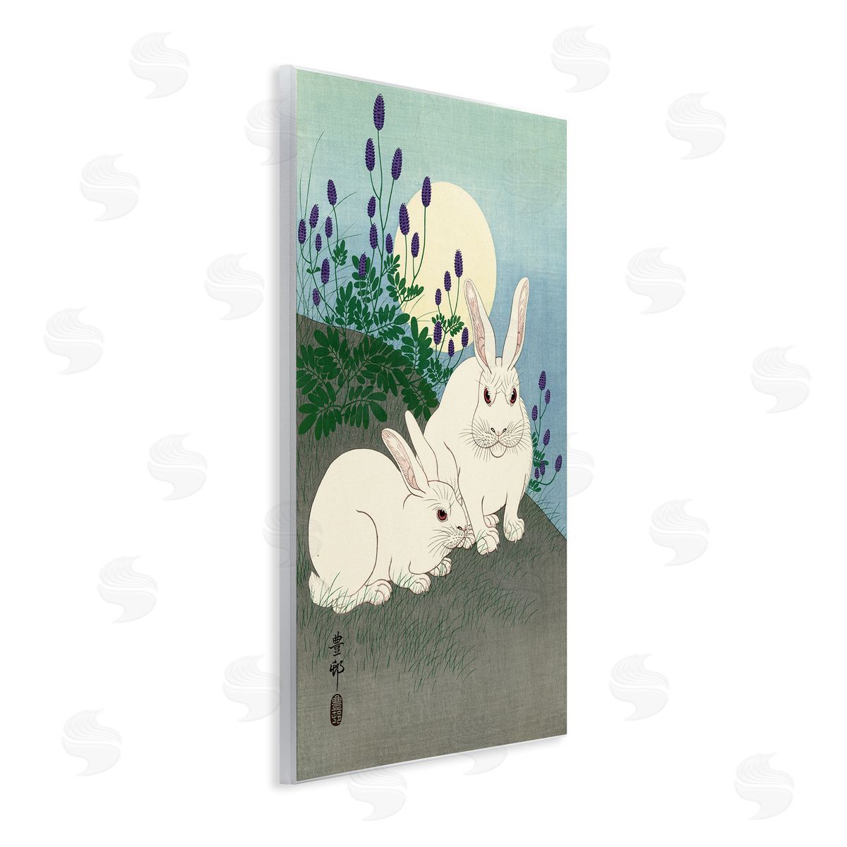 one1000paintings Konijnen bij Volle Maan Ohara Koson Classic Rabbit Painting Wall Plaque Art Print