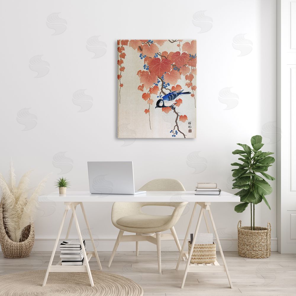 one1000paintings Koolmees op Paulownia Tak Ohara Koson Classic Bird Painting Canvas Wall Art Print in Room