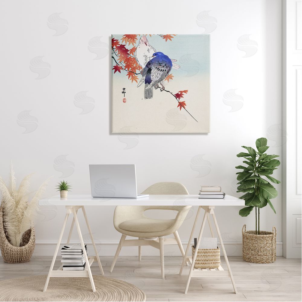 one1000paintings Pigeons Ohara Koson Classical Painting Bird Portrait Canvas Wall Art in Room