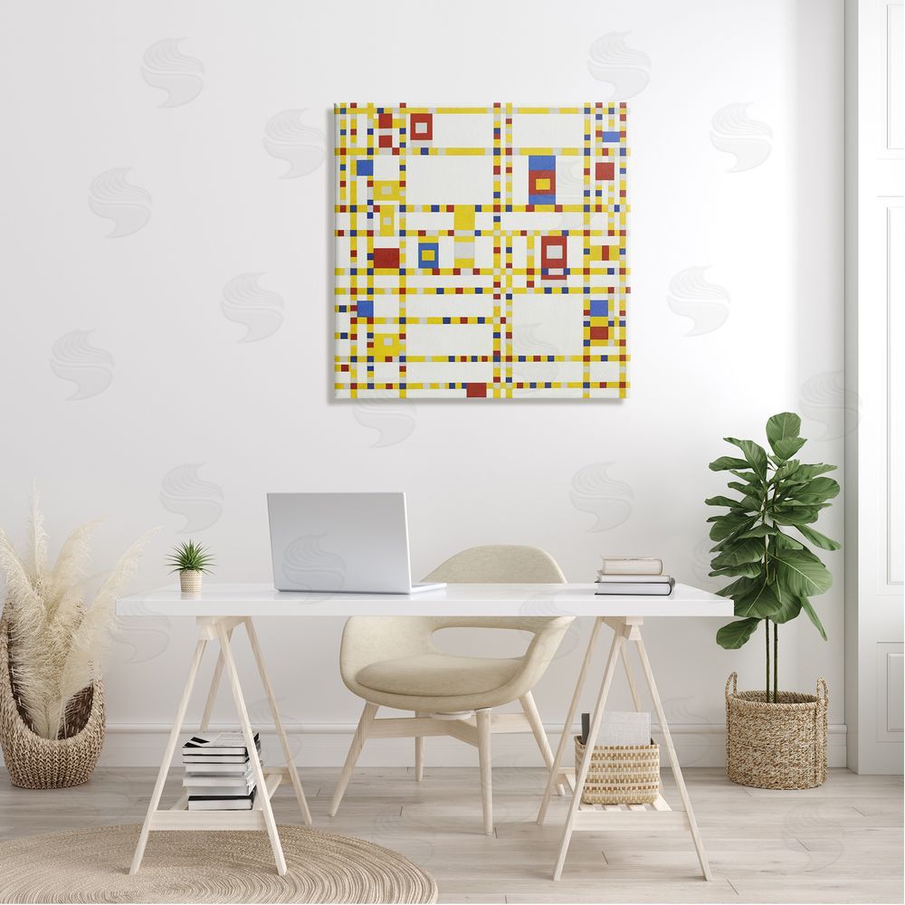 one1000paintings Broadway Boogie Woogie Piet Mondrian Classic Abstract Painting Canvas Wall Art in Room