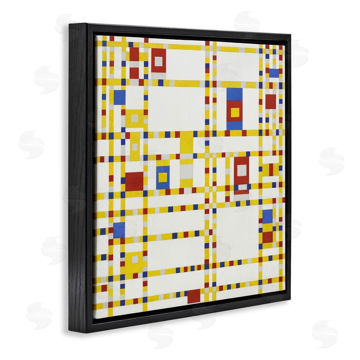 one1000paintings Broadway Boogie Woogie Piet Mondrian Classic Abstract Painting Black Floating Frame Canvas Wall Art Print