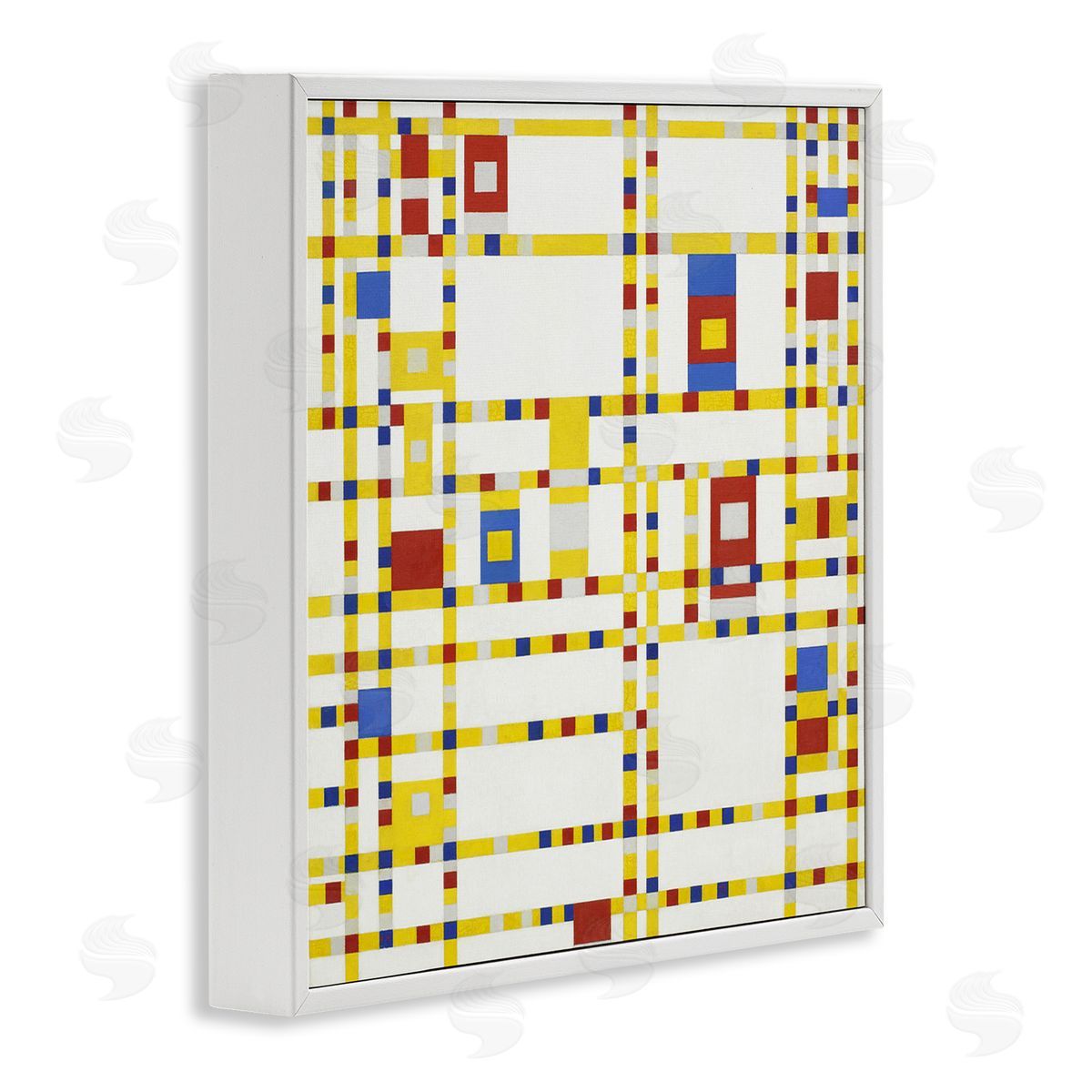 one1000paintings Broadway Boogie Woogie Piet Mondrian Classic Abstract Painting White Framed Glicee Wall Art Print