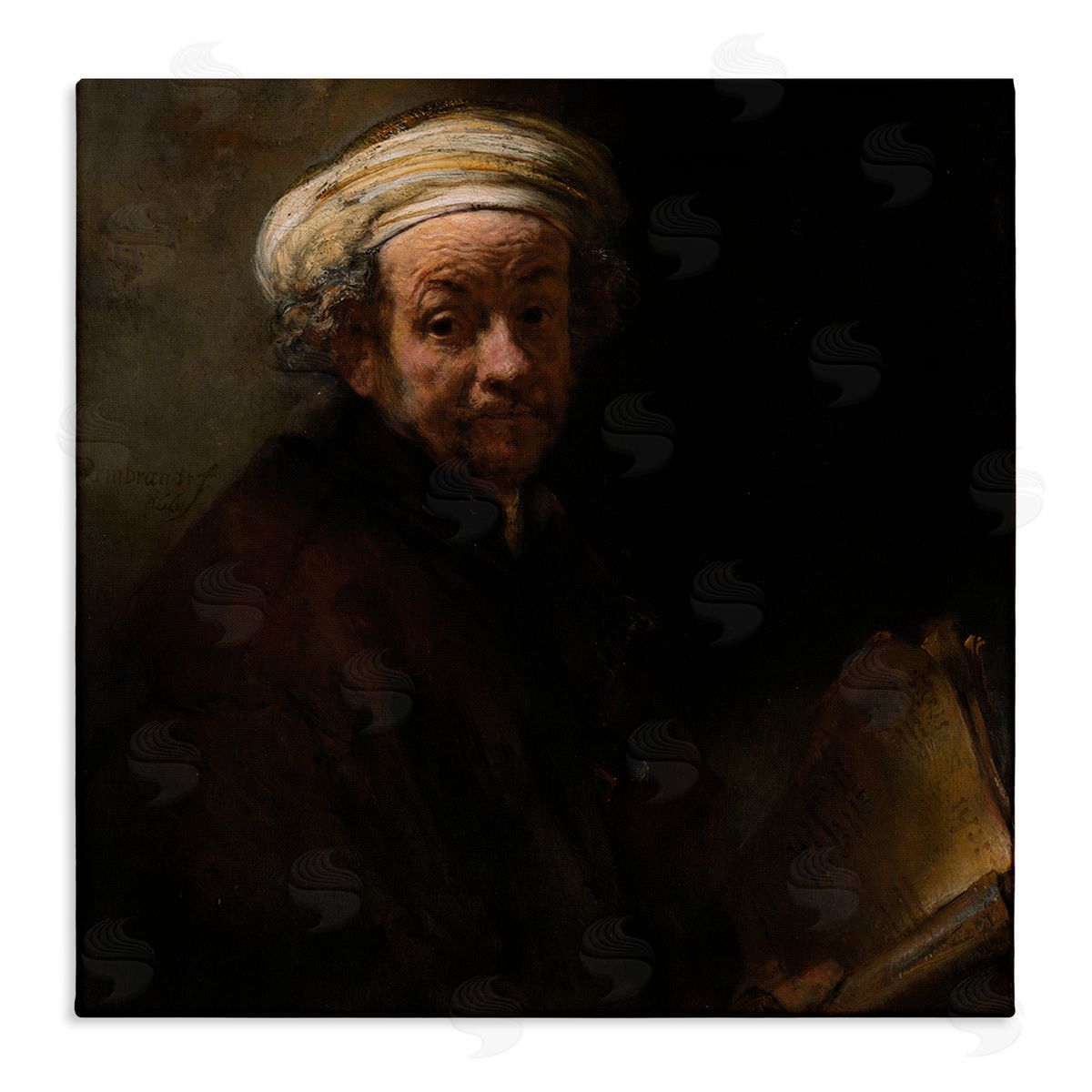 one1000paintings Self Portrait as the Apostle Paul Classic Rembrandt Painting Stretched Canvas Wall Art Print
