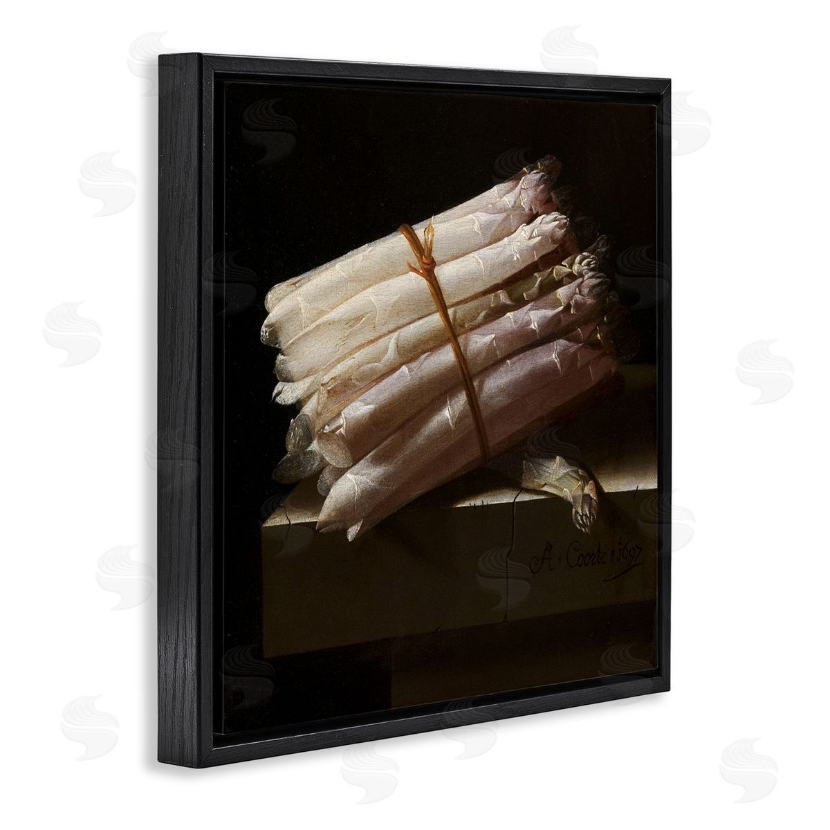 one1000paintings Still Life with Asparagus Adriaen Coorte Classical Painting Black Floating Frame Canvas Wall Art Print