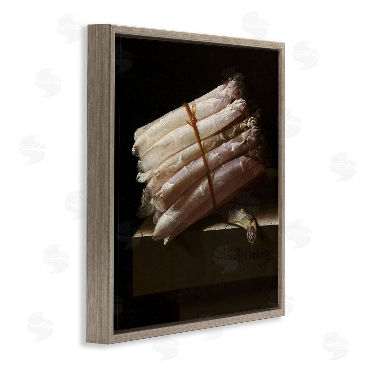 one1000paintings Still Life with Asparagus Adriaen Coorte Classical Painting Brown Floating Frame Canvas Wall Art Print