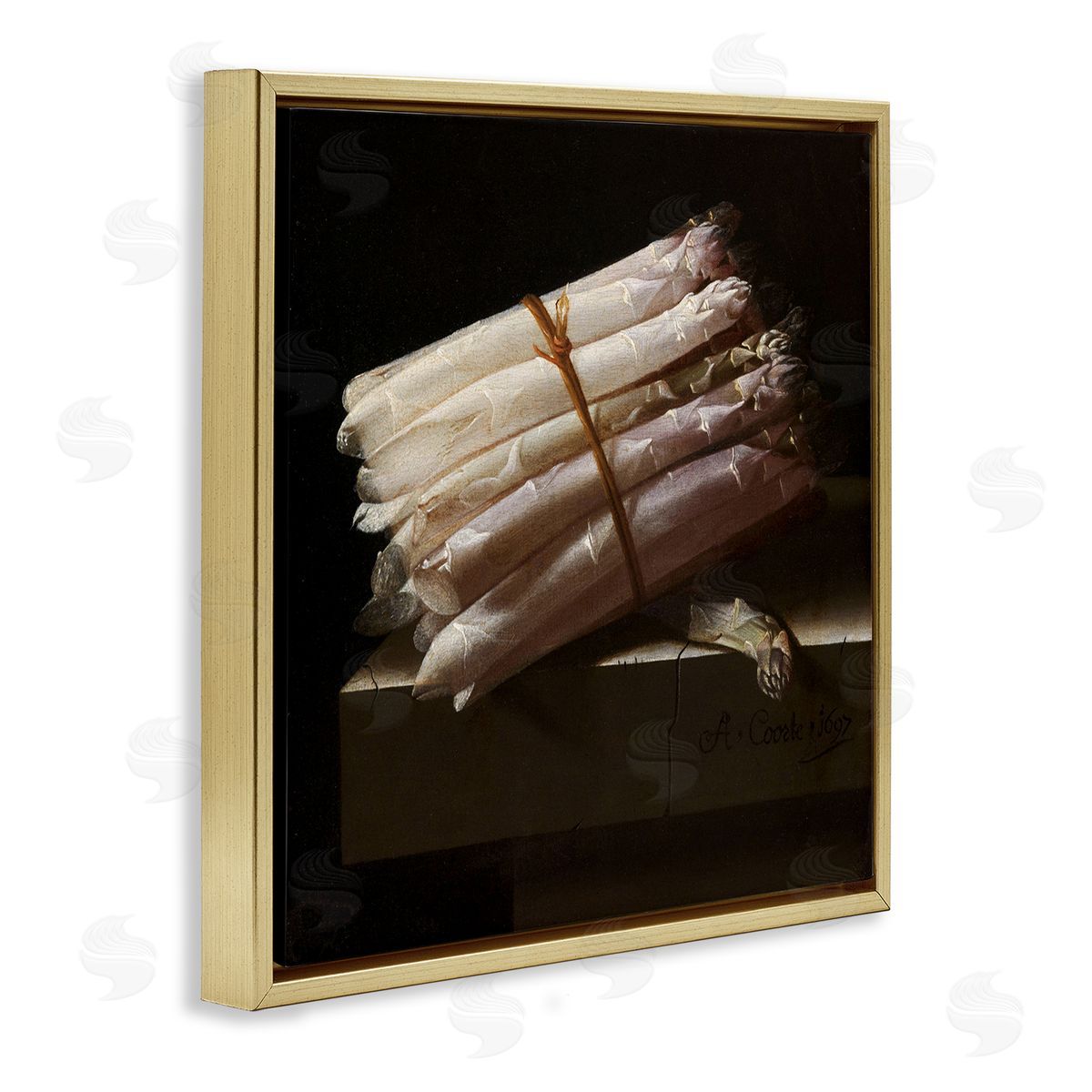 one1000paintings Still Life with Asparagus Adriaen Coorte Classical Painting Gold Floating Frame Canvas Wall Art Print