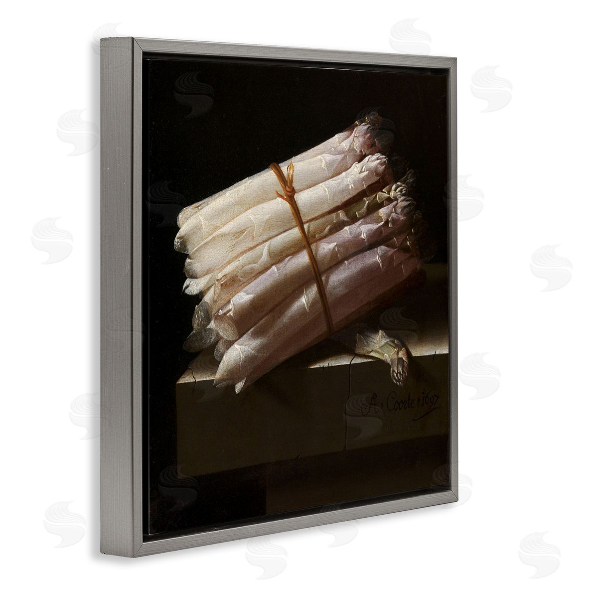 one1000paintings Still Life with Asparagus Adriaen Coorte Classical Painting Gray Floating Frame Canvas Wall Art Print