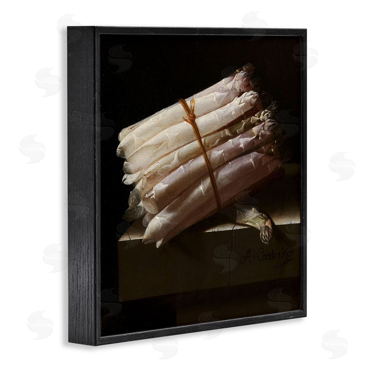 one1000paintings Still Life with Asparagus Adriaen Coorte Classical Painting Black Framed Glicee Wall Art Print