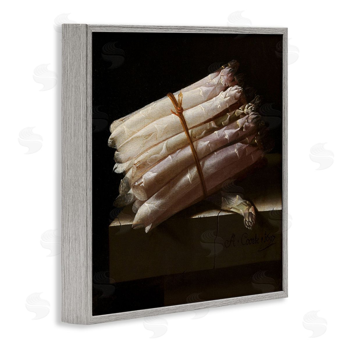 one1000paintings Still Life with Asparagus Adriaen Coorte Classical Painting Gray Framed Glicee Wall Art Print
