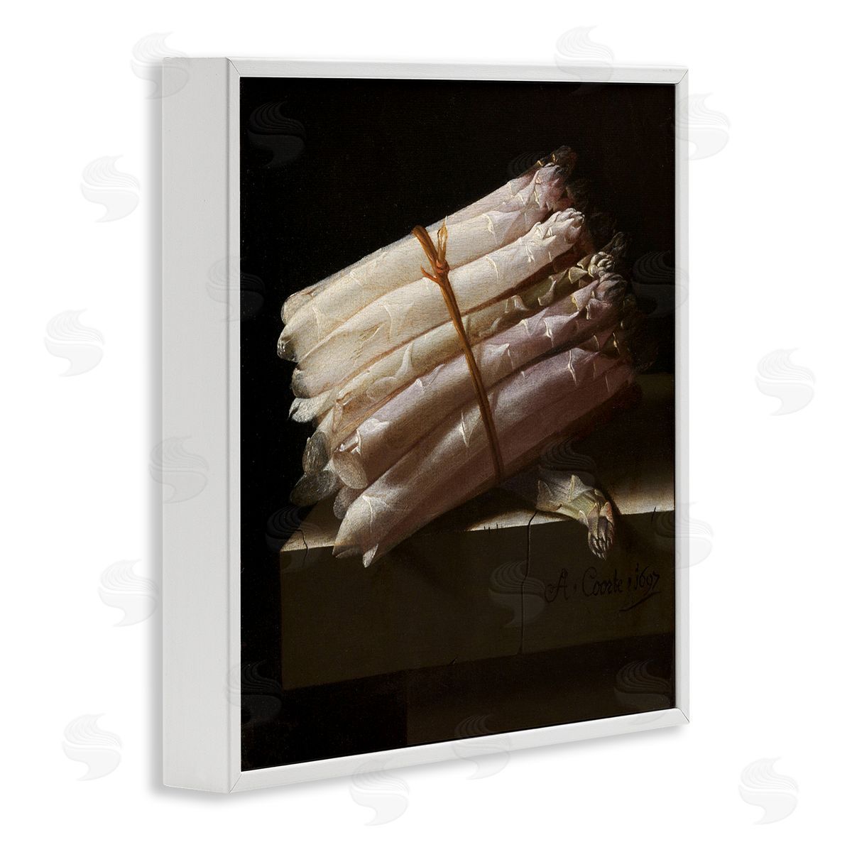 one1000paintings Still Life with Asparagus Adriaen Coorte Classical Painting White Framed Glicee Wall Art Print