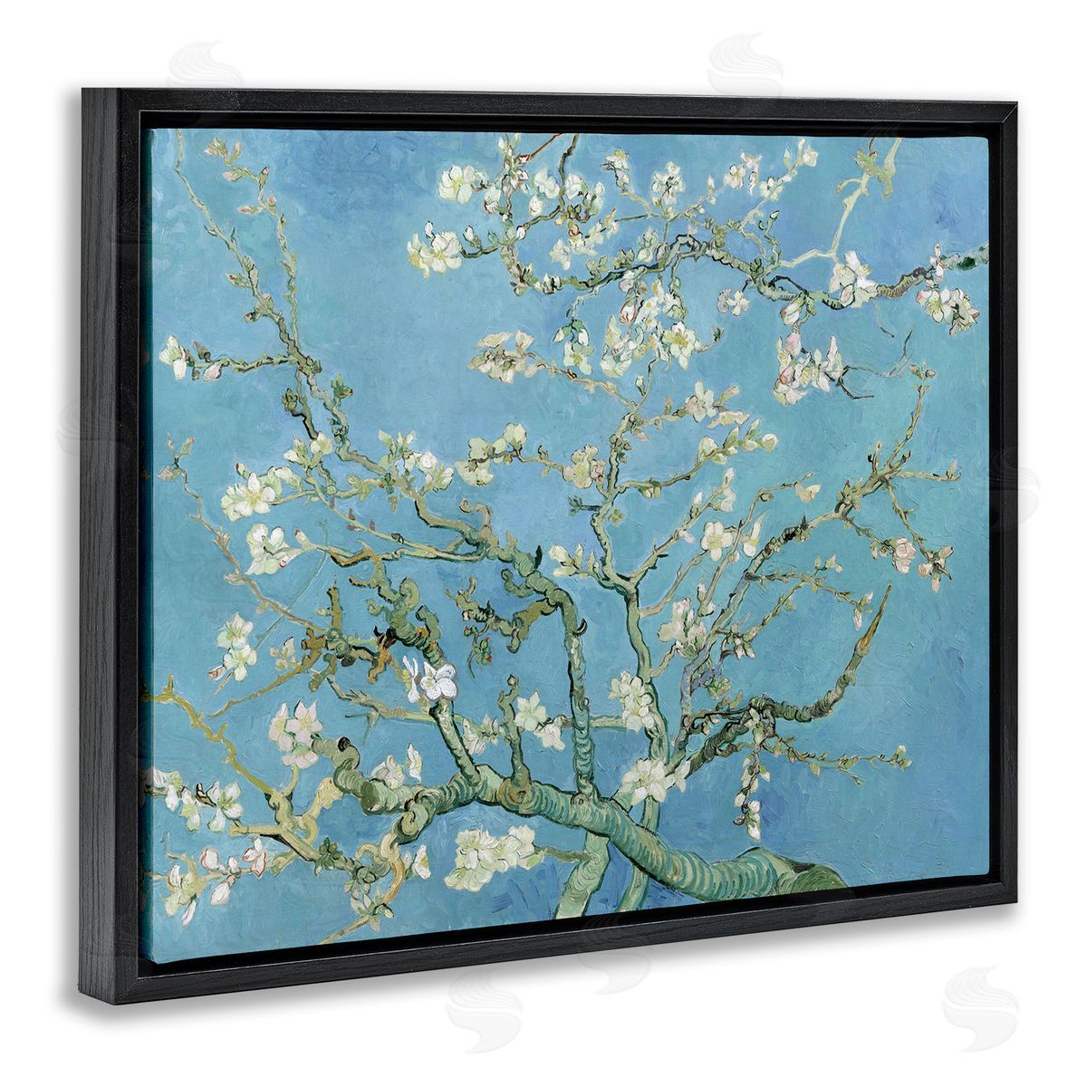 one1000paintings Almond Blossoms Vincent van Gogh Classic Tree Blossom Painting Black Floating Frame Canvas Wall Art Print