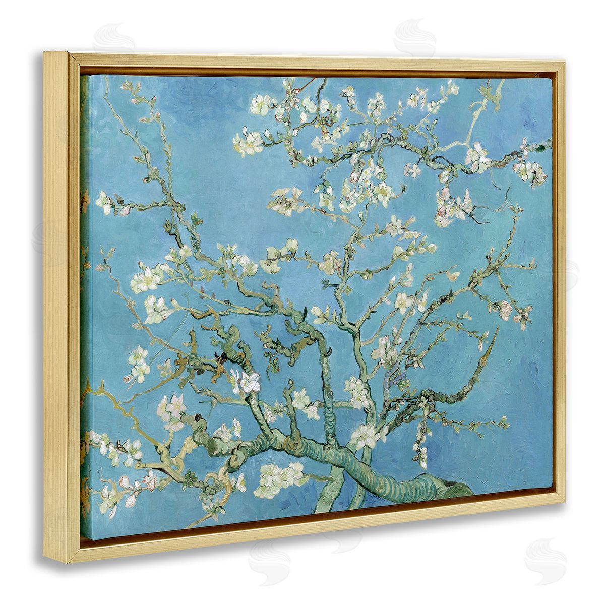 one1000paintings Almond Blossoms Vincent van Gogh Classic Tree Blossom Painting Gold Floating Frame Canvas Wall Art Print