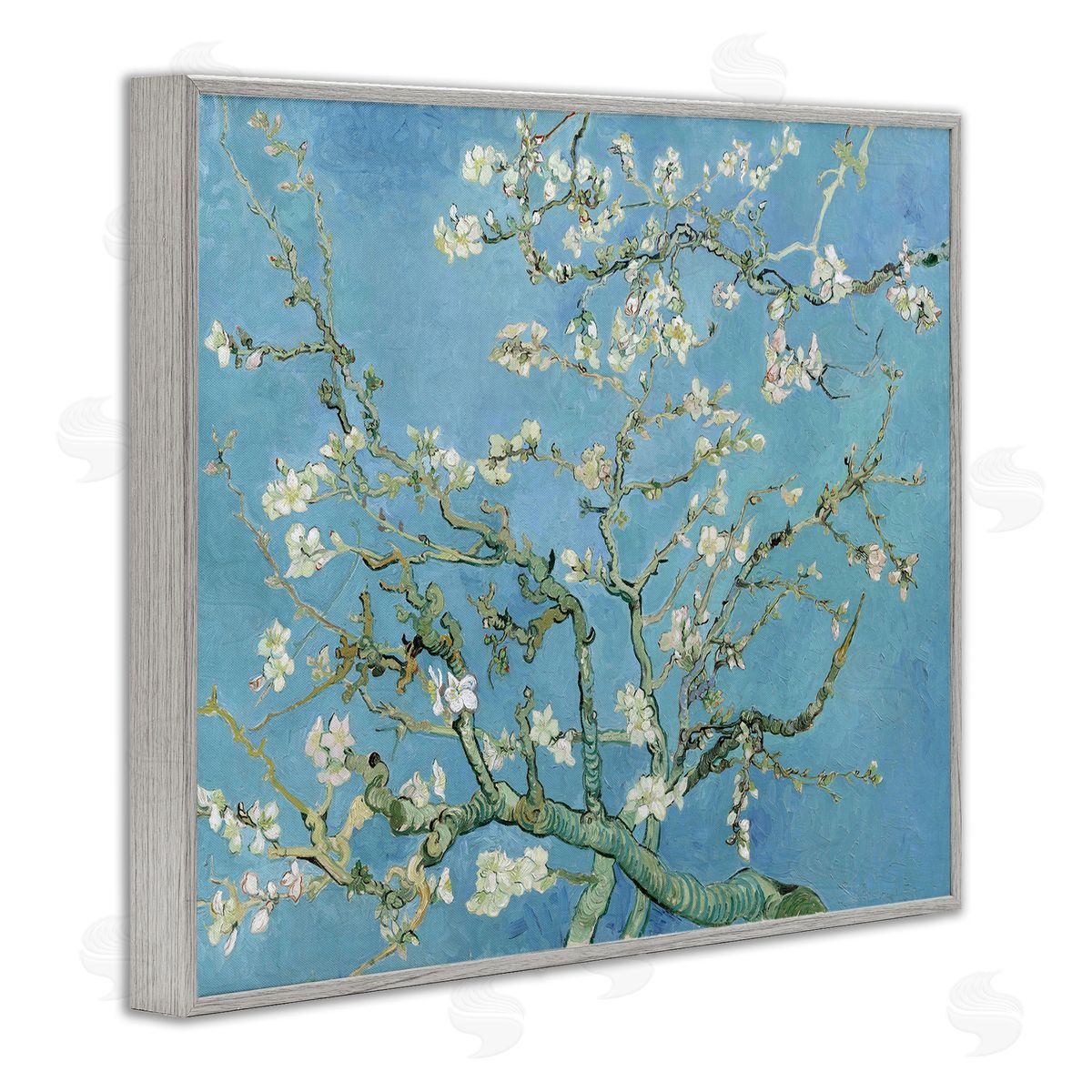 one1000paintings Almond Blossoms Vincent van Gogh Classic Tree Blossom Painting Gray Framed Giclee Wall Art Print