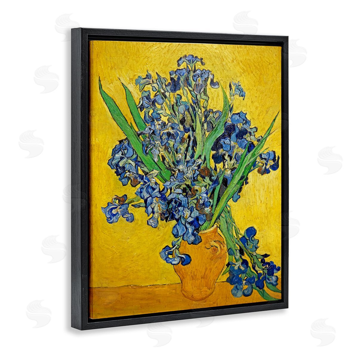 one1000paintings Vaas met Irissen Vincent van Gogh Iris Flower Painting Black Floating Frame Canvas Wall Art Print