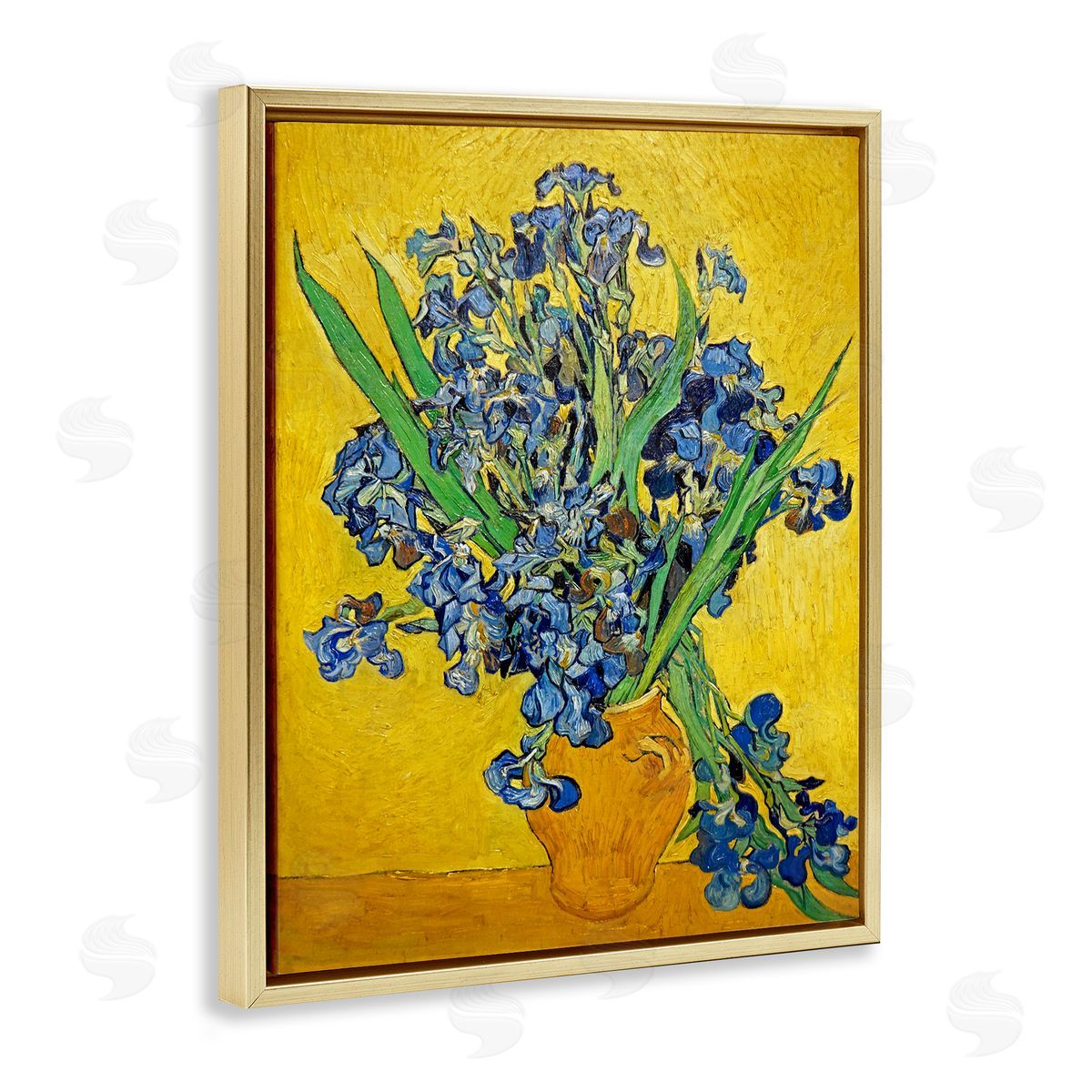 one1000paintings Vaas met Irissen Vincent van Gogh Iris Flower Painting Gold Floating Frame Canvas Wall Art Print