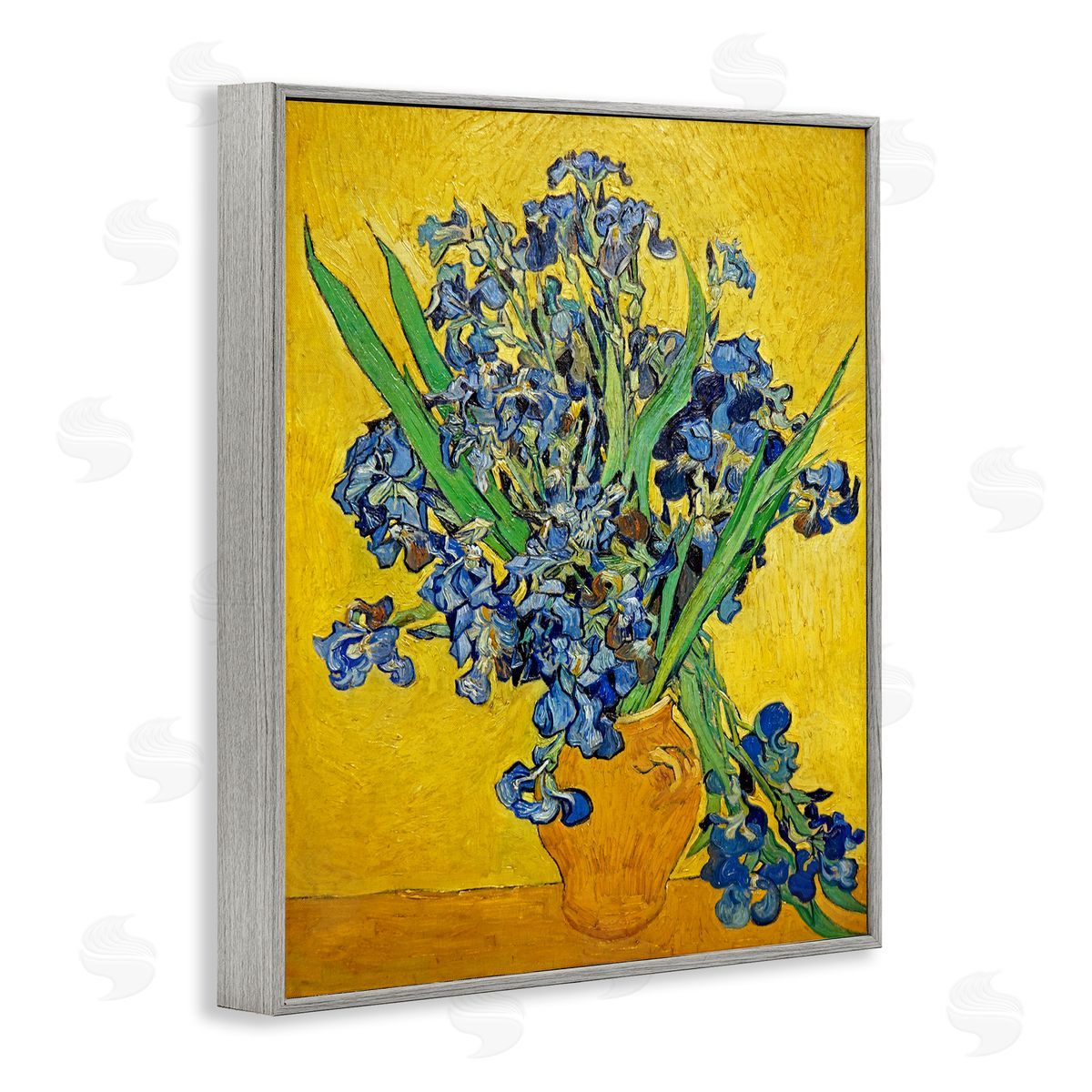 one1000paintings Vaas met Irissen Vincent van Gogh Iris Flower Painting Gray Framed Giclee Wall Art Print