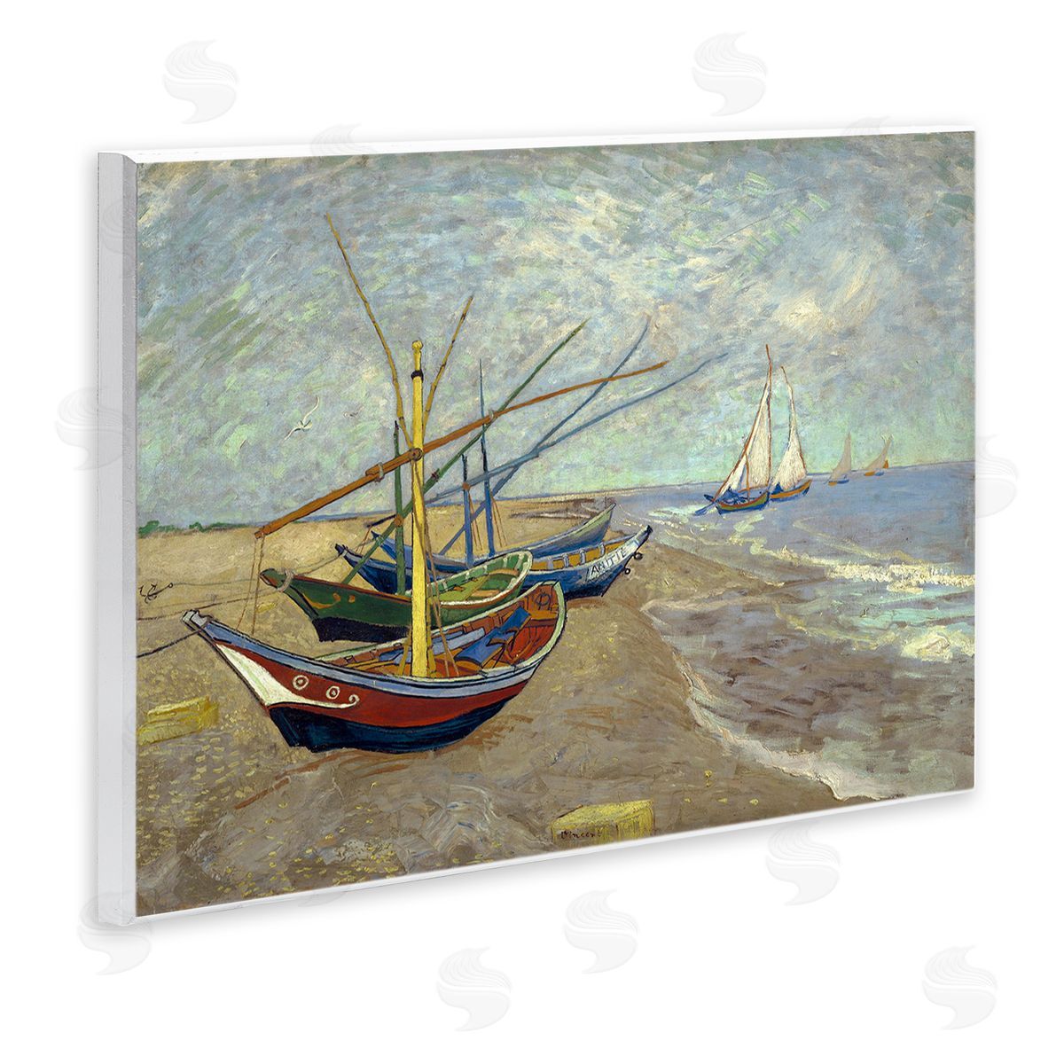 one1000paintings Fishing Boats on Beach Saintes Maries Vincent van Gogh Painting Wall Plaque Art Print