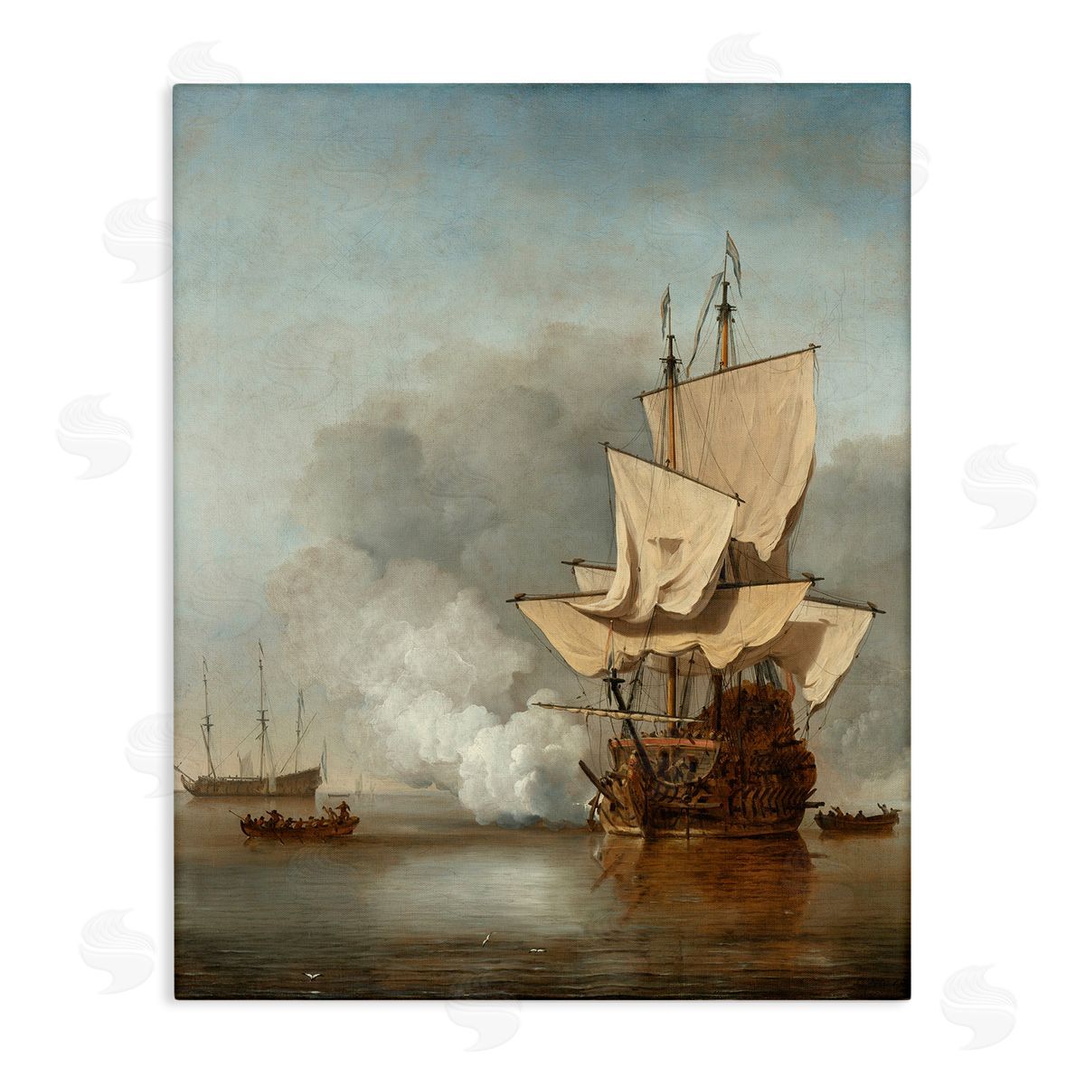 one1000paintings The Canon Willem van de Velde Classic Painting Stretched Canvas Wall Art Print