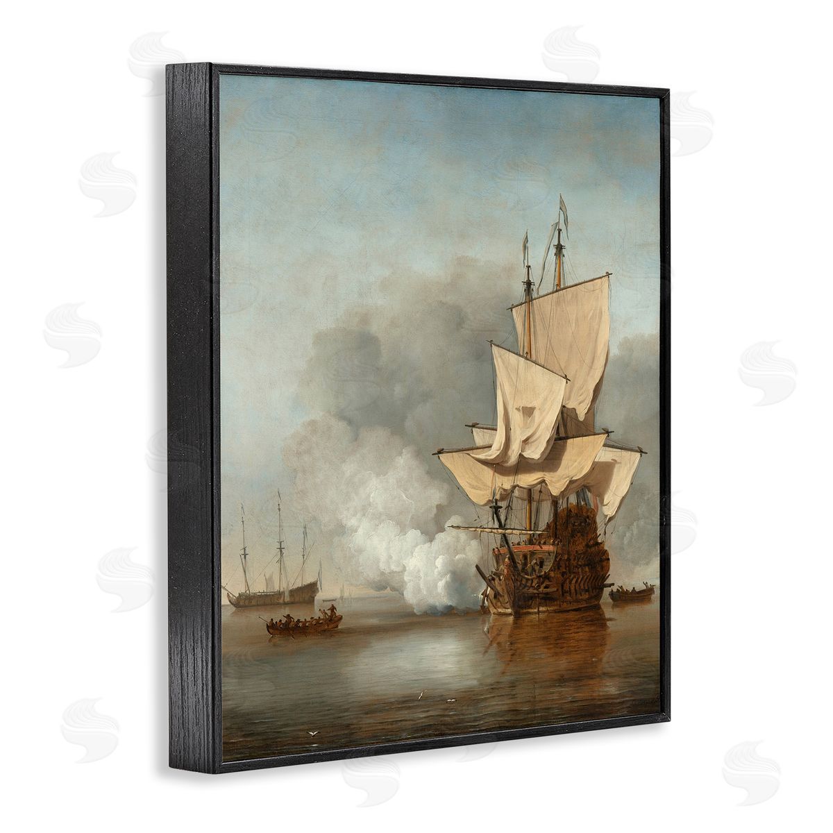one1000paintings The Canon Willem van de Velde Classic Painting Black Framed Giclee Wall Art Print