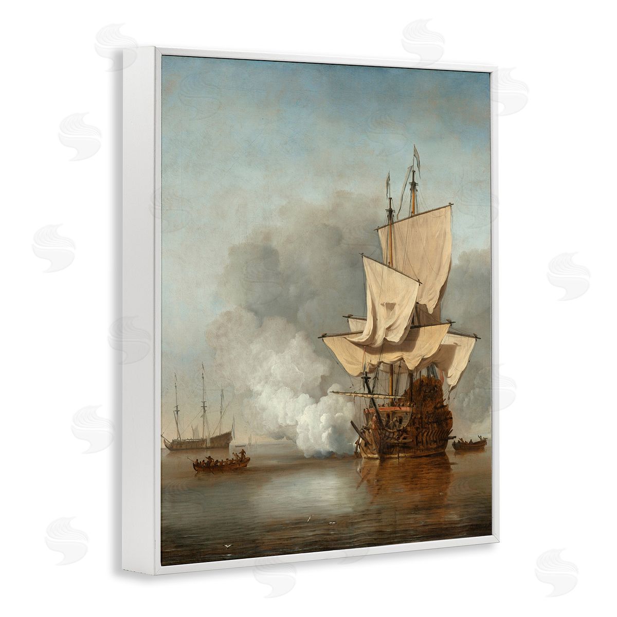 one1000paintings The Canon Willem van de Velde Classic Painting White Framed Giclee Wall Art Print