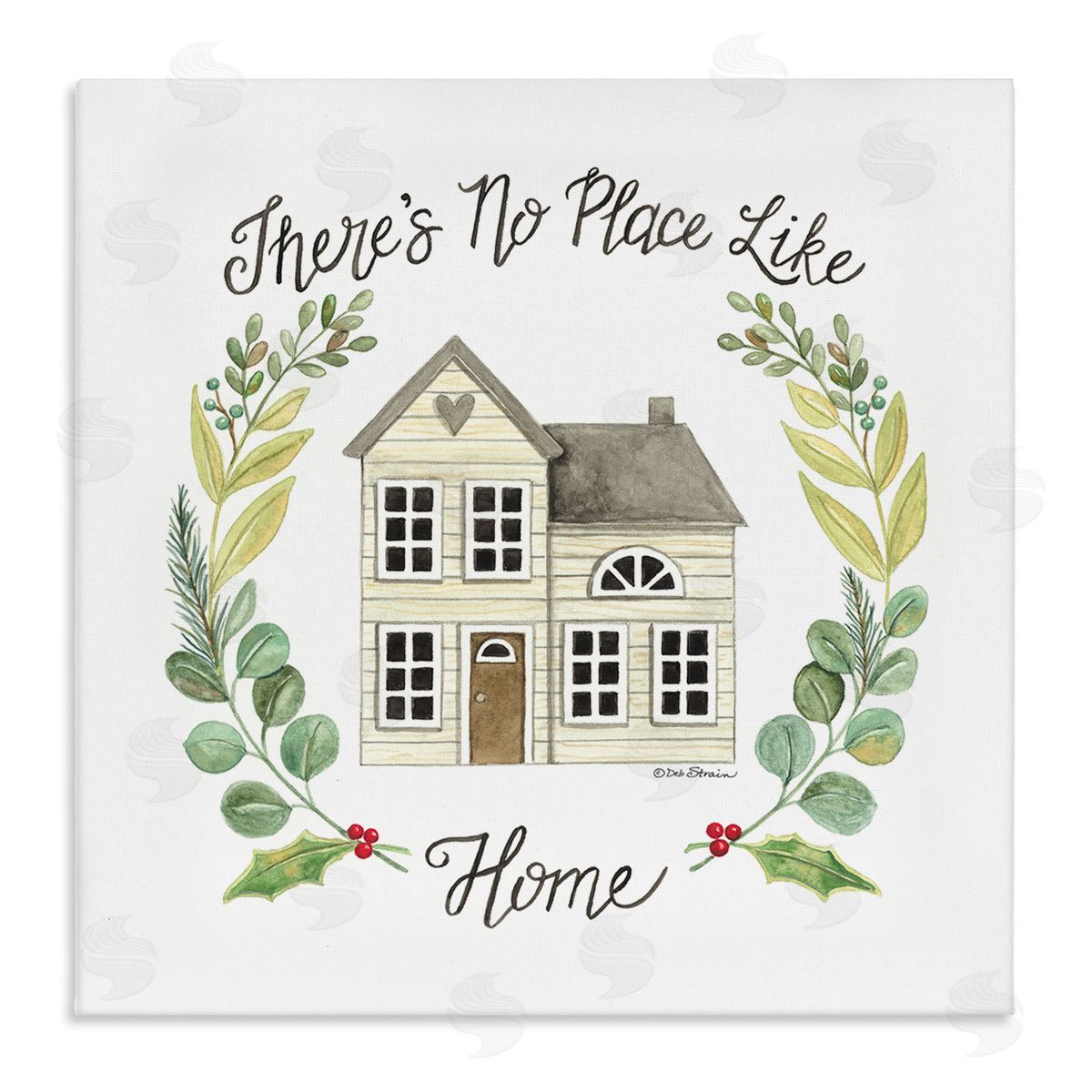 Deb Strain No Place Like Home Casual House Leaf Laurel Stretched Canvas Wall Art Print