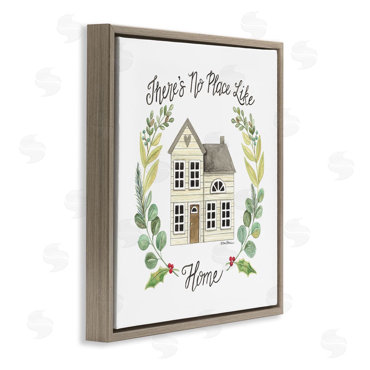 Deb Strain No Place Like Home Casual House Leaf Laurel Brown Floating Frame Canvas Wall Art Print