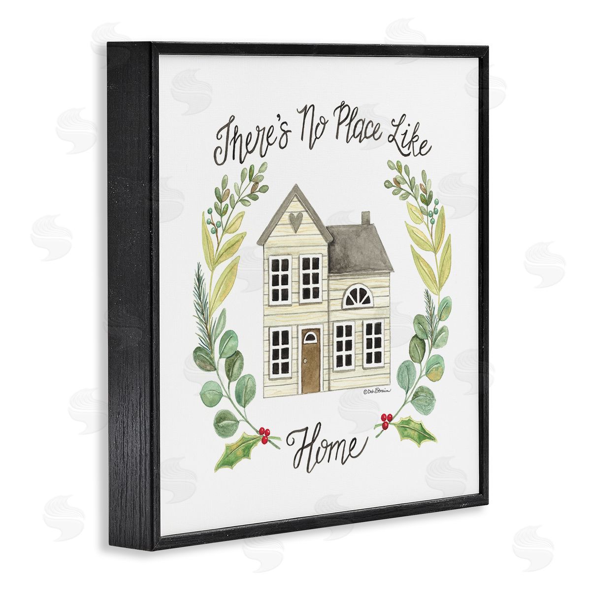 Deb Strain No Place Like Home Casual House Leaf Laurel Black Framed Glicee Wall Art Print