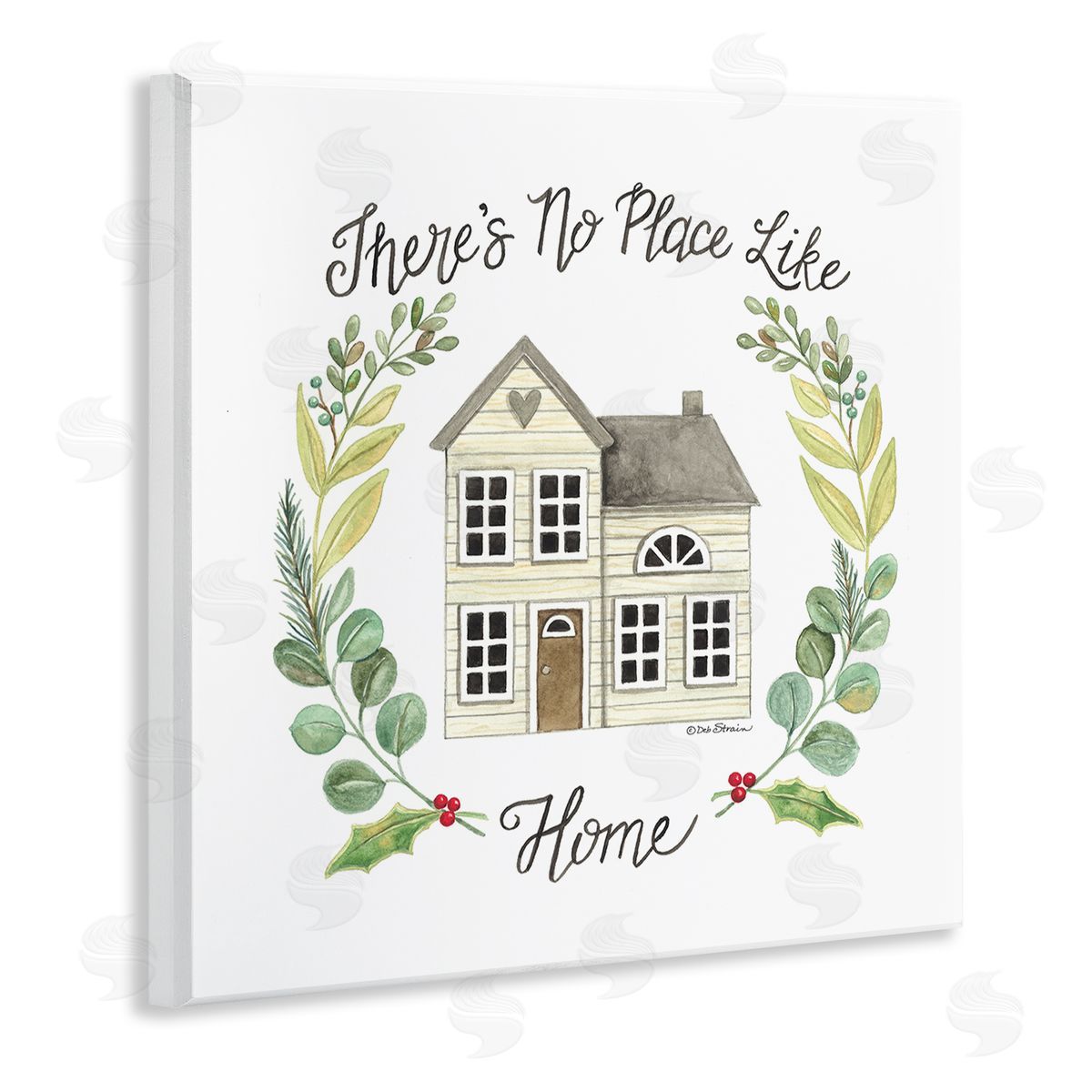 Deb Strain No Place Like Home Casual House Leaf Laurel Wooden Wall Plaque Art Print