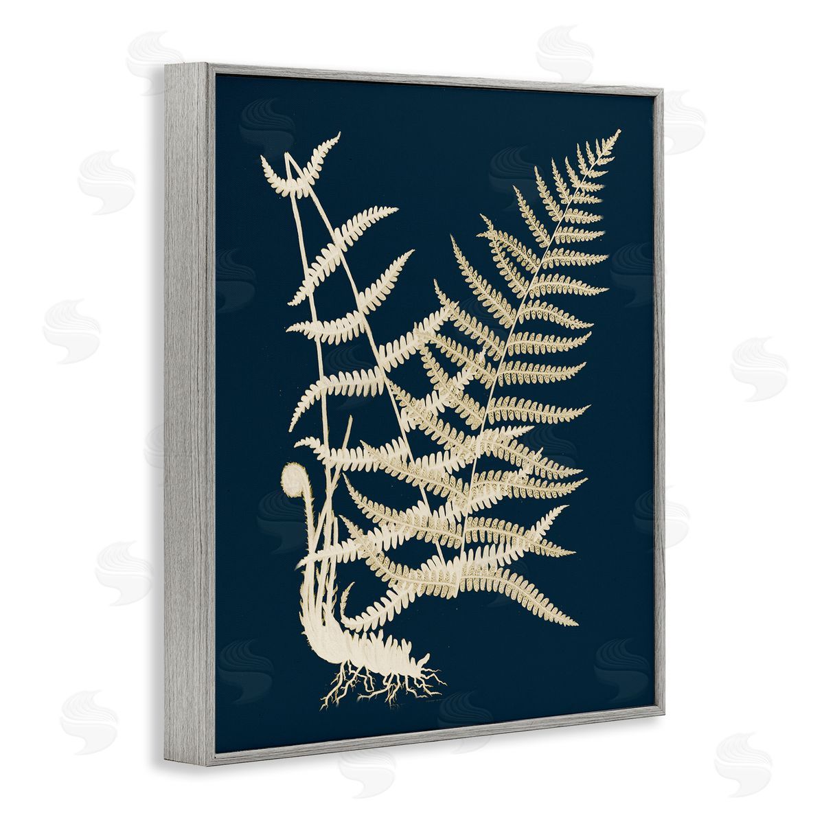 Piddix Layered Fern Leaves Abstract Botanical Roots Shapes Gray Framed Giclee Wall Art Print