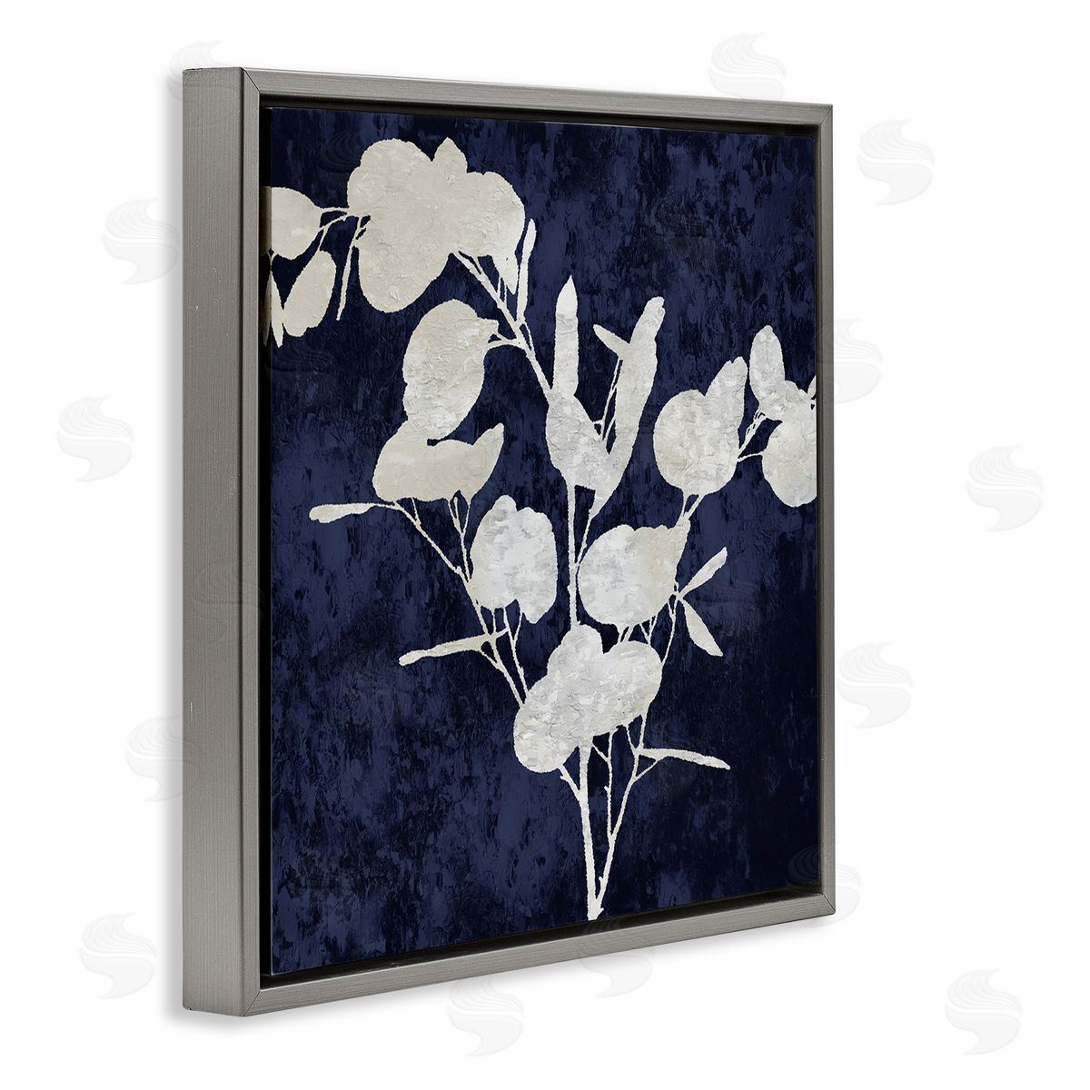 Danielle Carson Abstract Plant Leaves Modern Botanical Shapes  Gray Floating Frame Canvas Wall Art Print