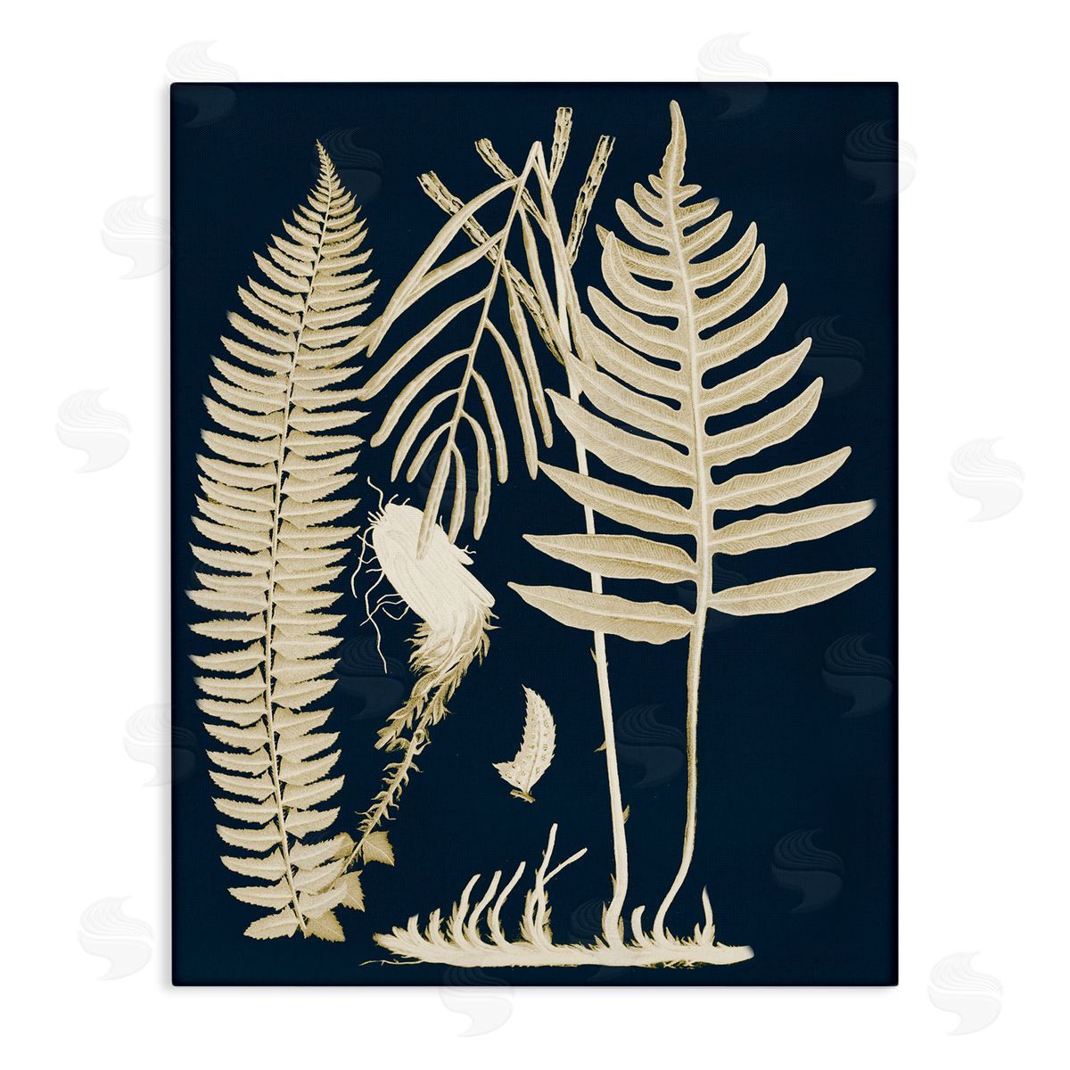 Piddix Layered Ferns Botanical Roots Contemporary Abstract Stretched Canvas Wall Art Print