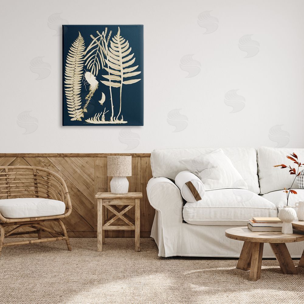Piddix Layered Ferns Botanical Roots Contemporary Abstract Canvas Wall Art Print in Room