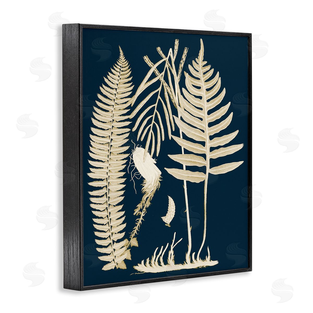 Piddix Layered Ferns Botanical Roots Contemporary Abstract Black Framed Giclee Wall Art Print