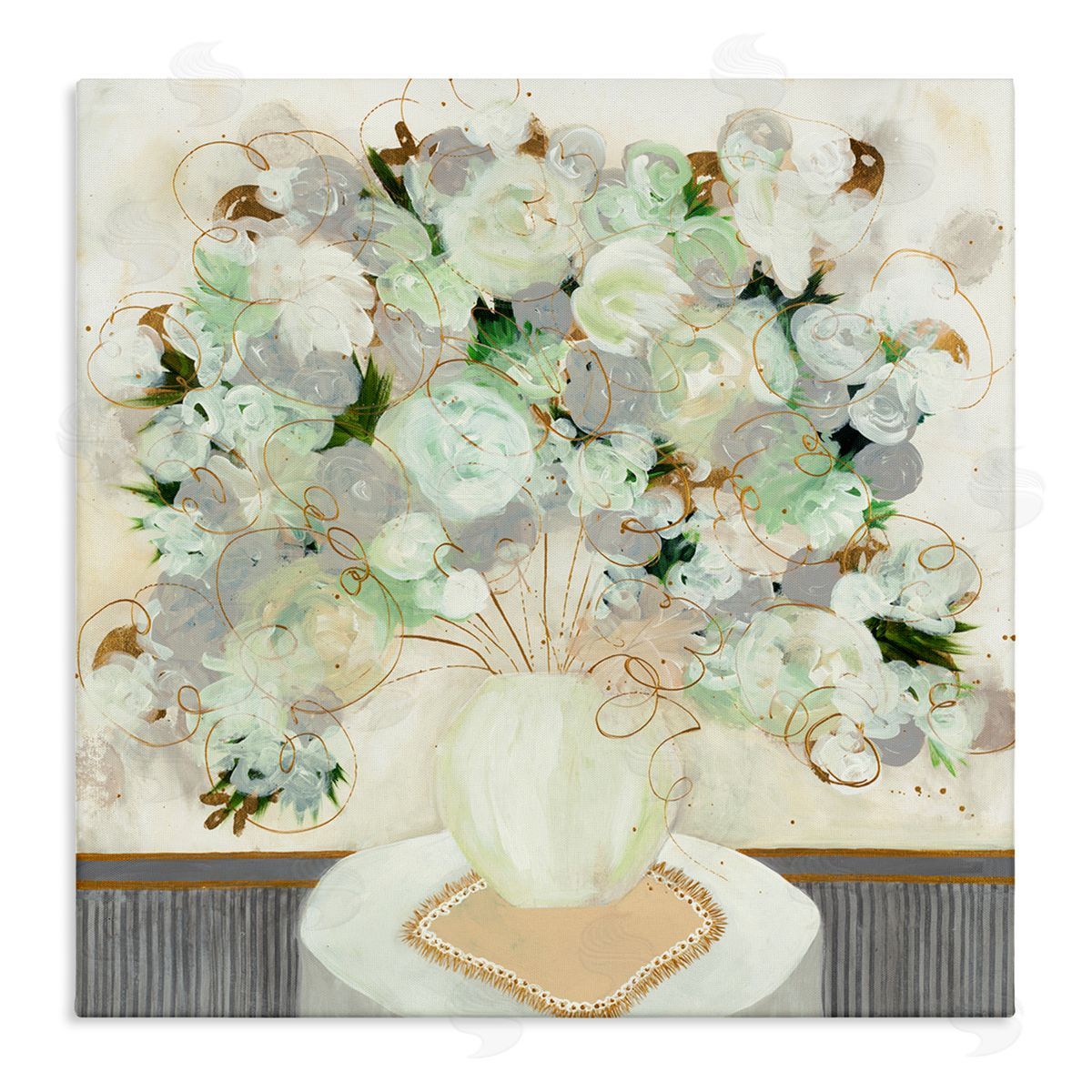 Ruth Fromstein Abstract Flower Blossoms Scribble Petals Still Life Stretched Canvas Wall Art Print