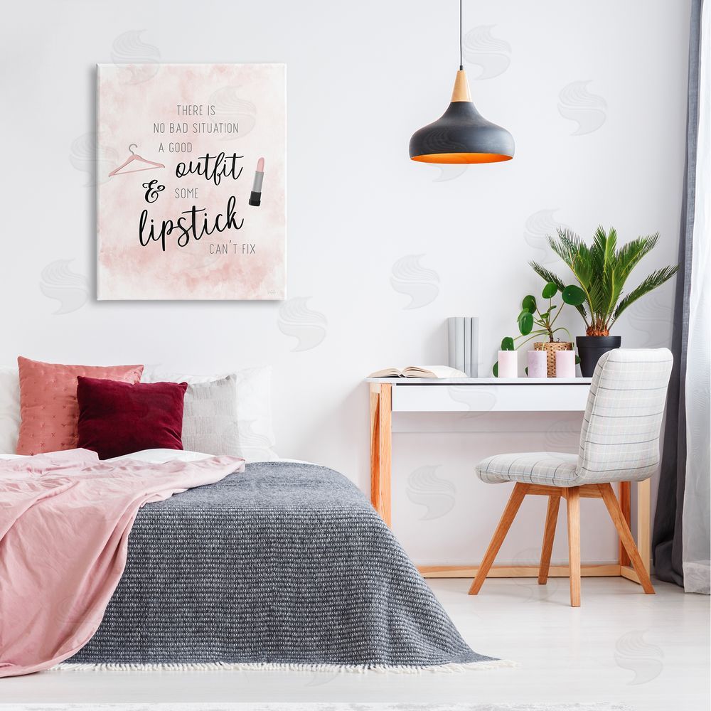 Natalie Carpentieri Motivating Quote Glam Fashion Makeup Typography Canvas Wall Art Print in Room