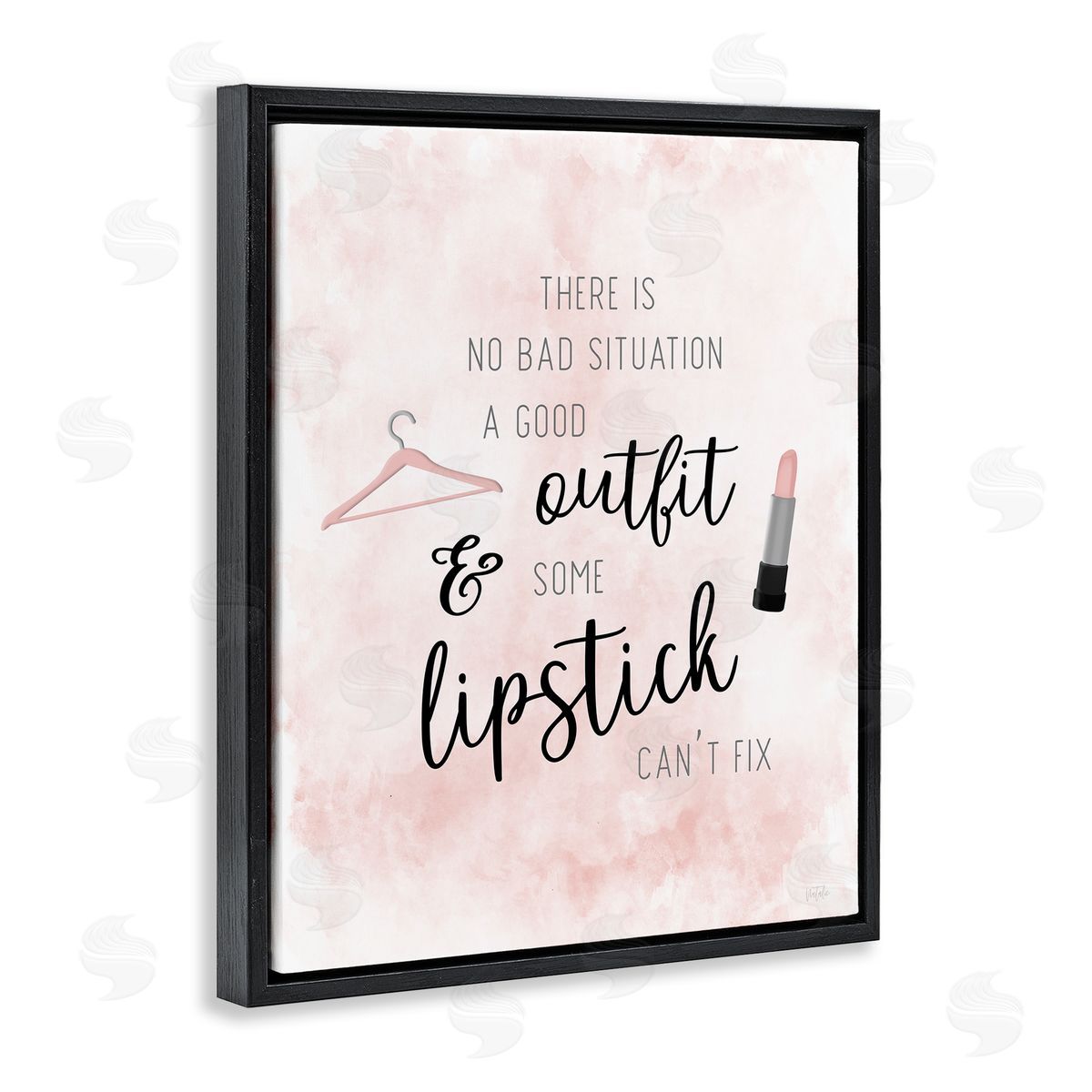 Natalie Carpentieri Motivating Quote Glam Fashion Makeup Typography Black Floating Frame Canvas Wall Art Print