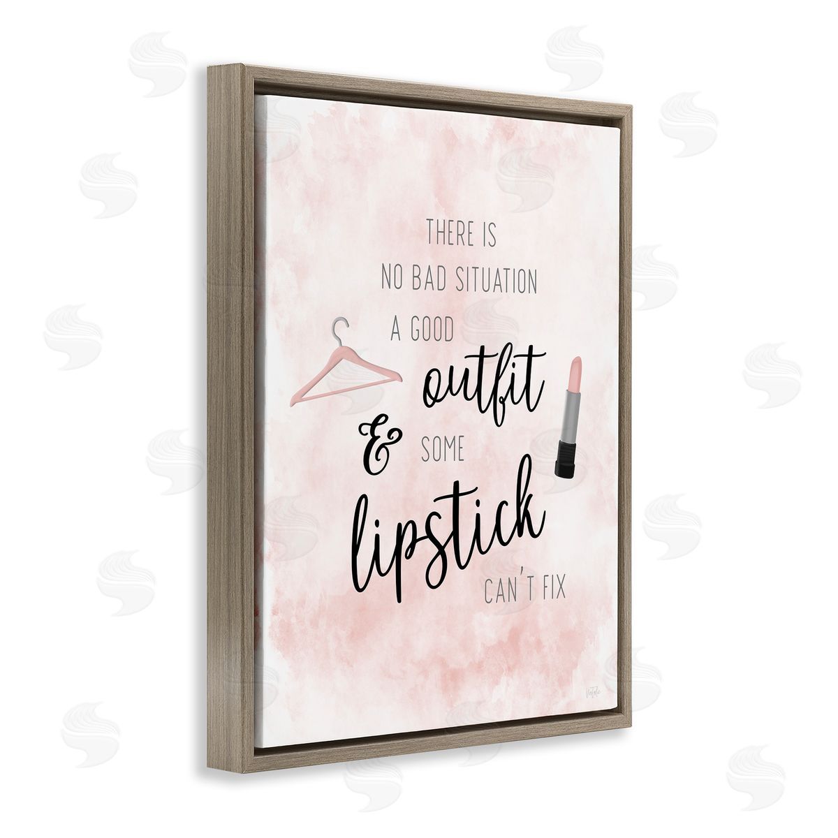 Natalie Carpentieri Motivating Quote Glam Fashion Makeup Typography Brown Floating Frame Canvas Wall Art Print