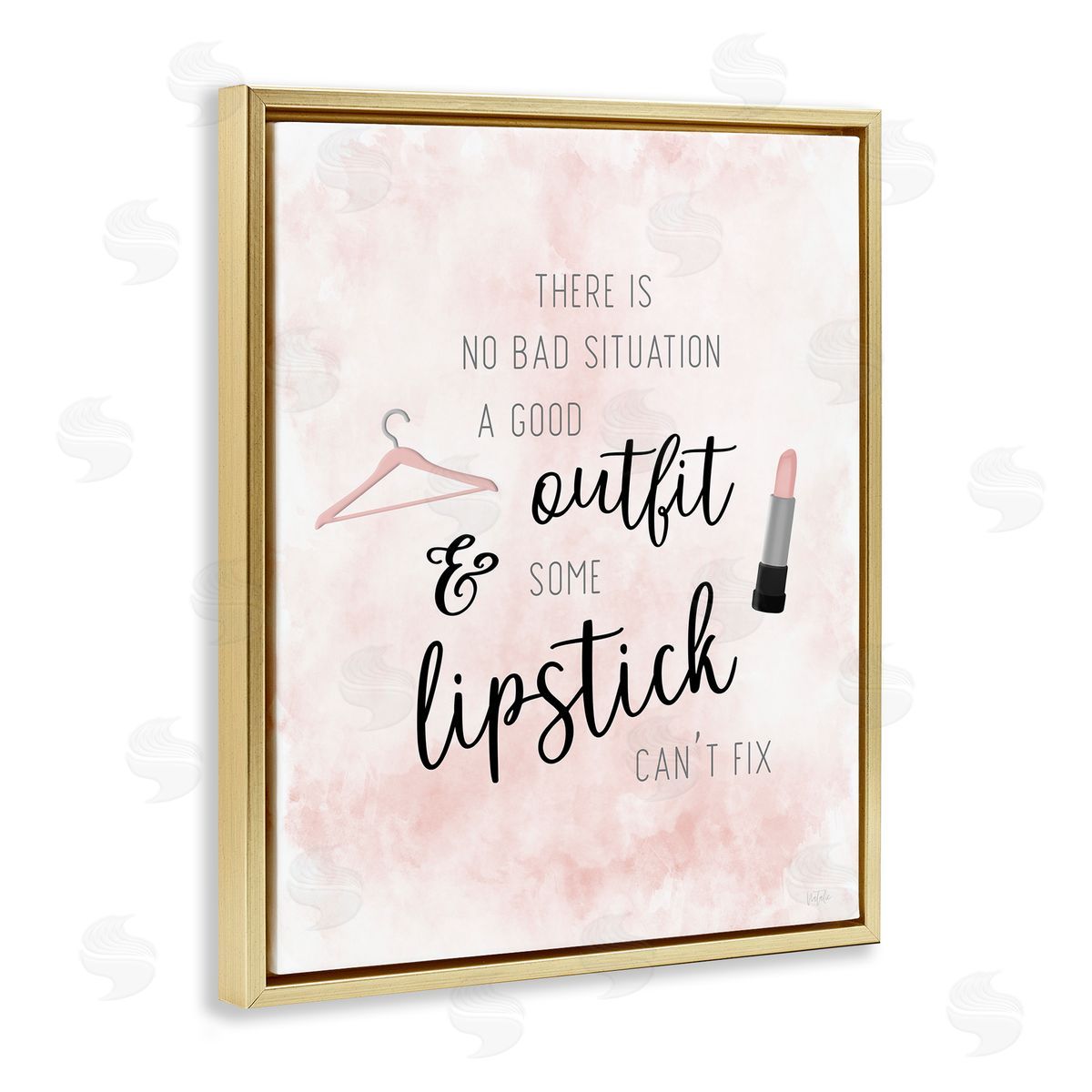 Natalie Carpentieri Motivating Quote Glam Fashion Makeup Typography Gold Floating Frame Canvas Wall Art Print