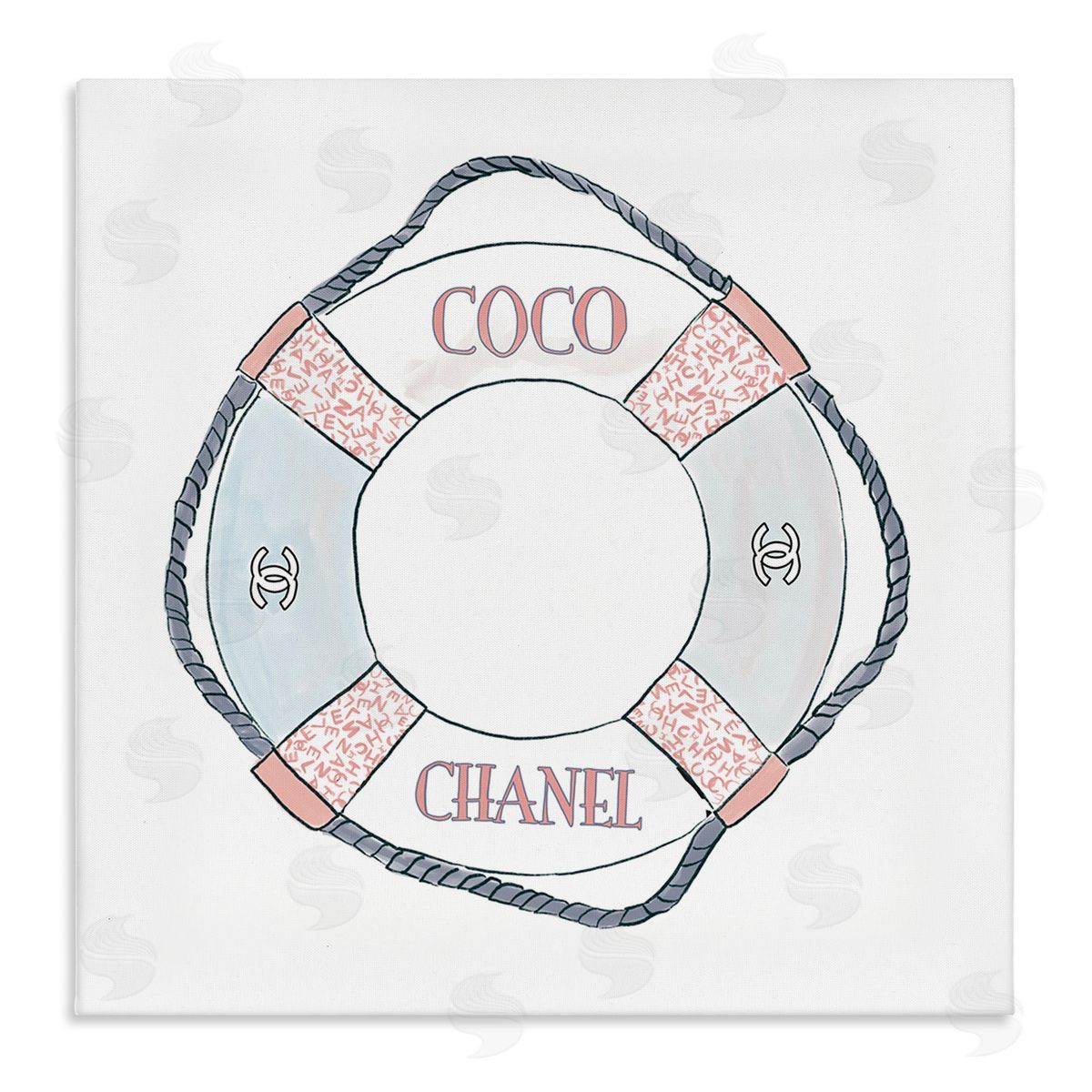 Amelia Noyes Pastel Fashion Motif Buoy Chic Nautical Preserver Stretched Canvas Wall Art Print