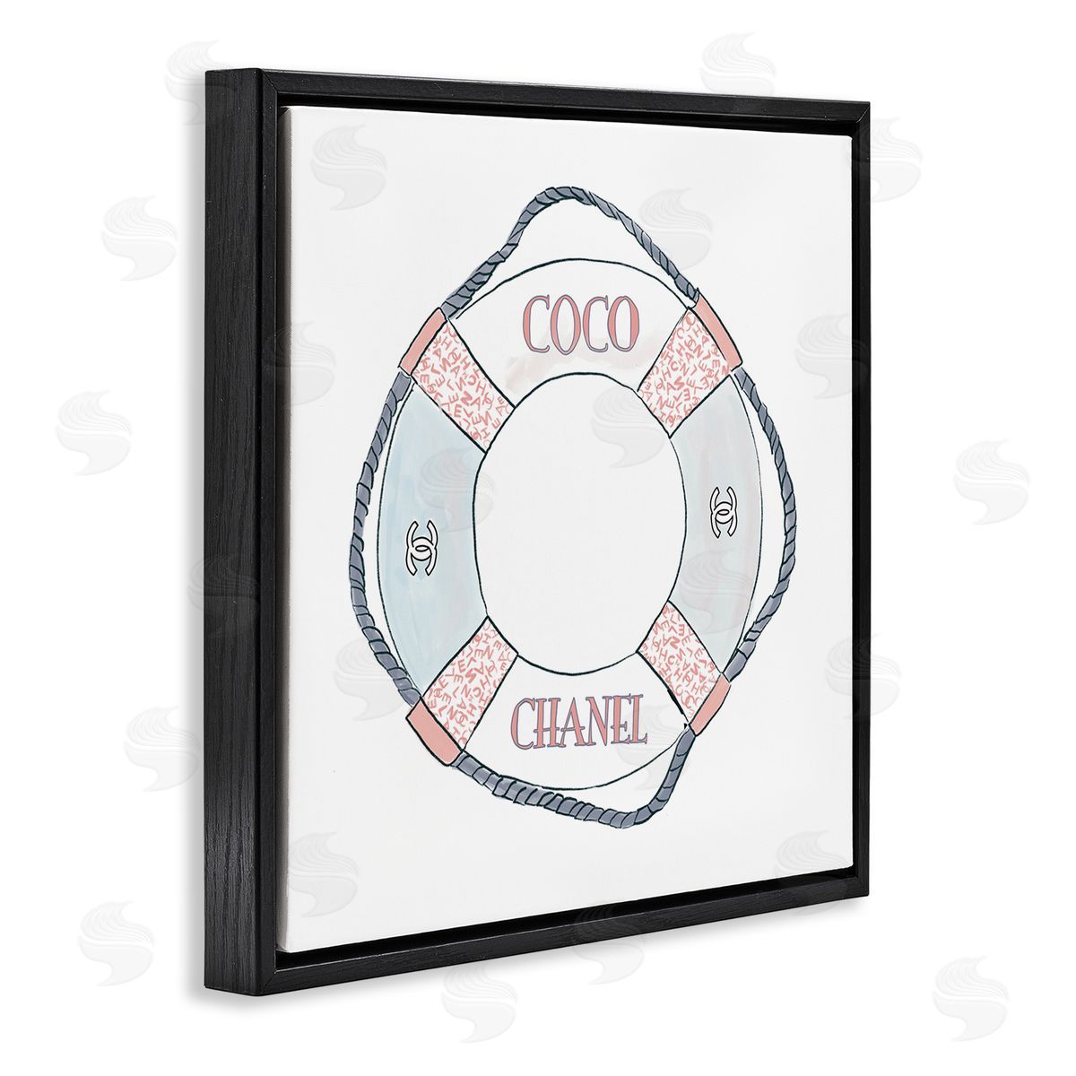 Amelia Noyes Pastel Fashion Motif Buoy Chic Nautical Preserver Black Floating Frame Canvas Wall Art Print