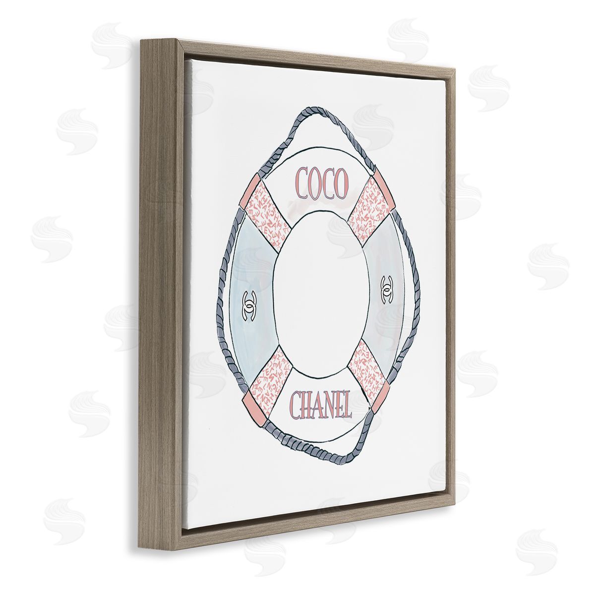 Amelia Noyes Pastel Fashion Motif Buoy Chic Nautical Preserver Brown Floating Frame Canvas Wall Art Print