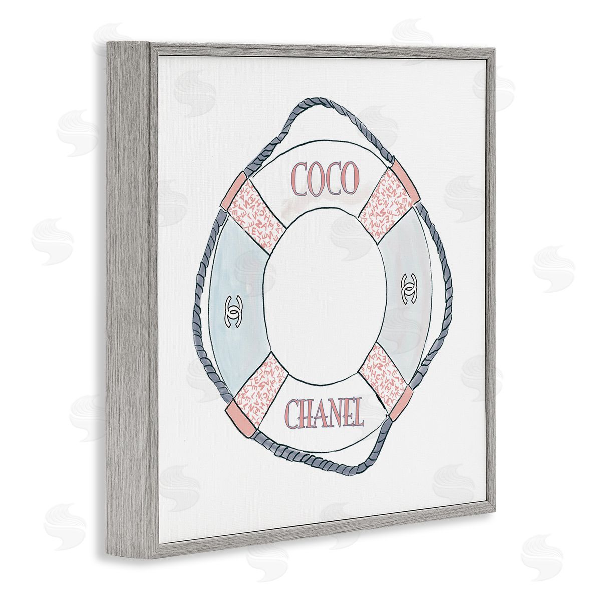 Amelia Noyes Pastel Fashion Motif Buoy Chic Nautical Preserver Gray Framed Glicee Wall Art Print