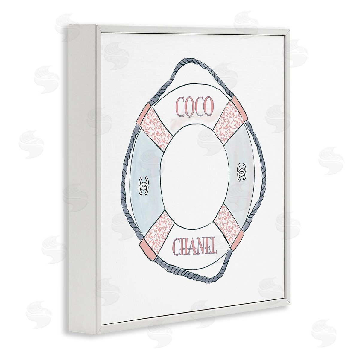 Amelia Noyes Pastel Fashion Motif Buoy Chic Nautical Preserver White Framed Glicee Wall Art Print