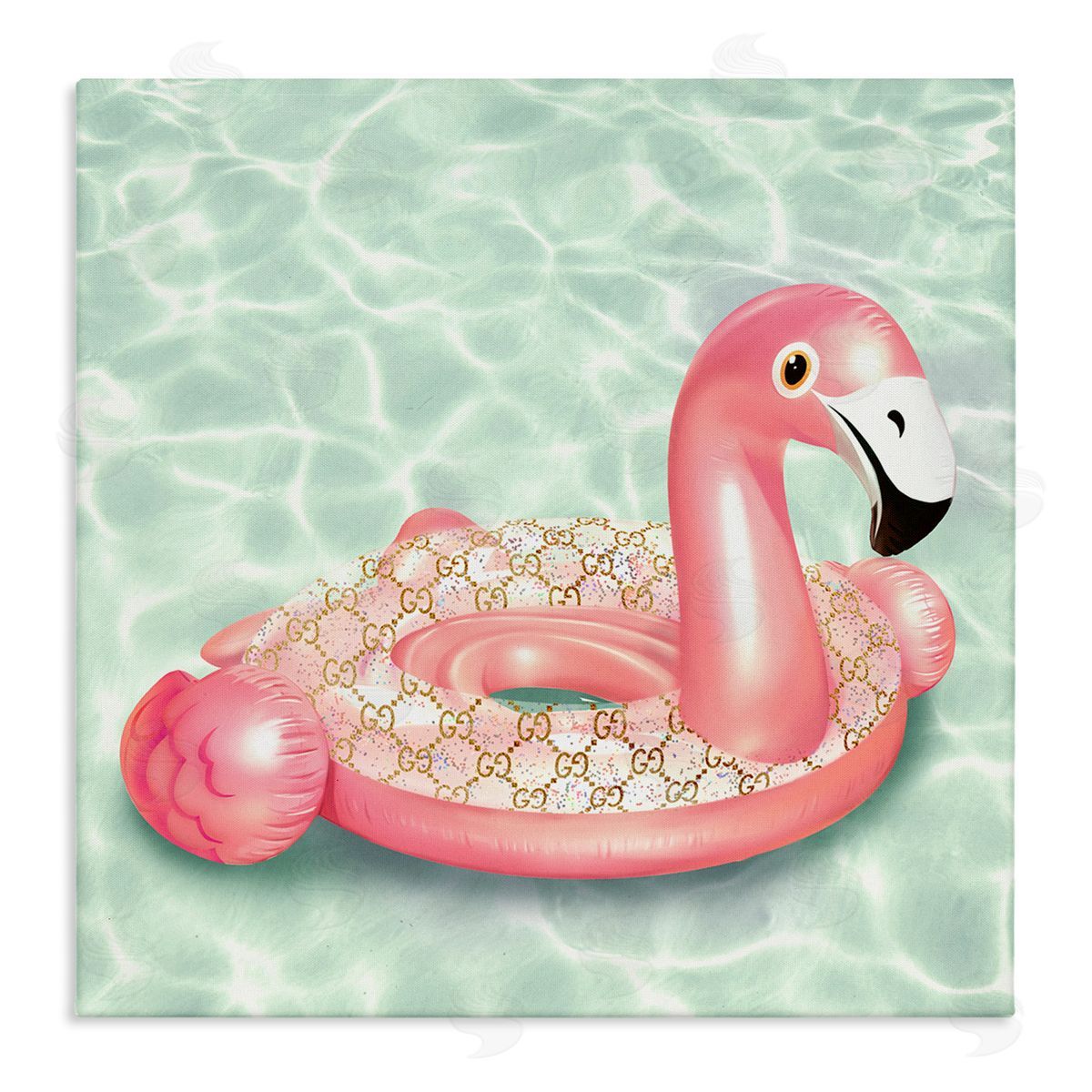 Ziwei Li Summer Pool Float Glam Pattern Fashion Emblem Stretched Canvas Wall Art Print