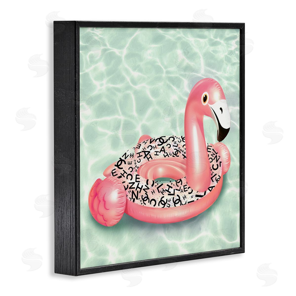 Ziwei Li Chic Summer Pool Float Glam Fashion Pattern  Black Framed Glicee Wall Art Print