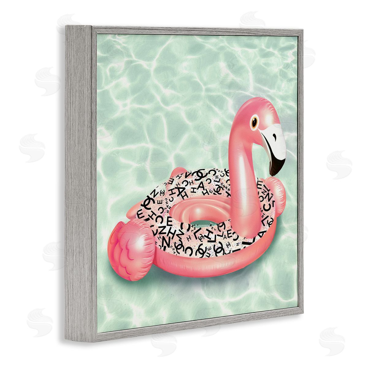 Ziwei Li Chic Summer Pool Float Glam Fashion Pattern  Gray Framed Glicee Wall Art Print