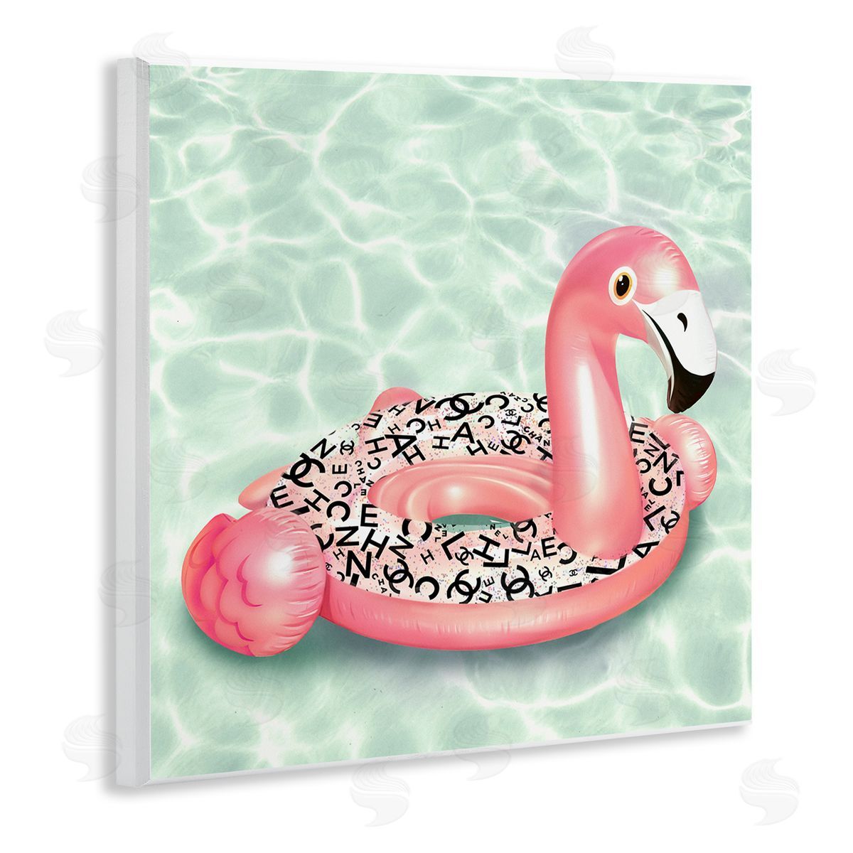 Ziwei Li Chic Summer Pool Float Glam Fashion Pattern  Wooden Wall Plaque Art Print