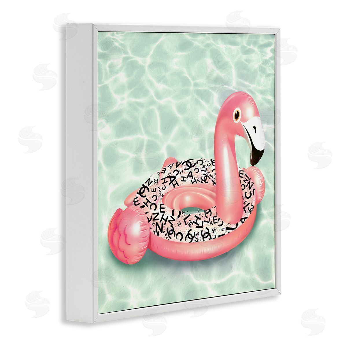 Ziwei Li Chic Summer Pool Float Glam Fashion Pattern  White Framed Glicee Wall Art Print