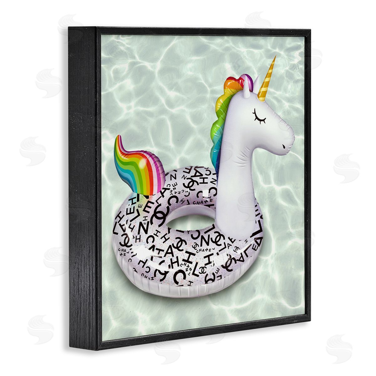 Ziwei Li Trendy Unicorn Pool Ring Patterned Upscale Glam  Black Framed Glicee Wall Art Print